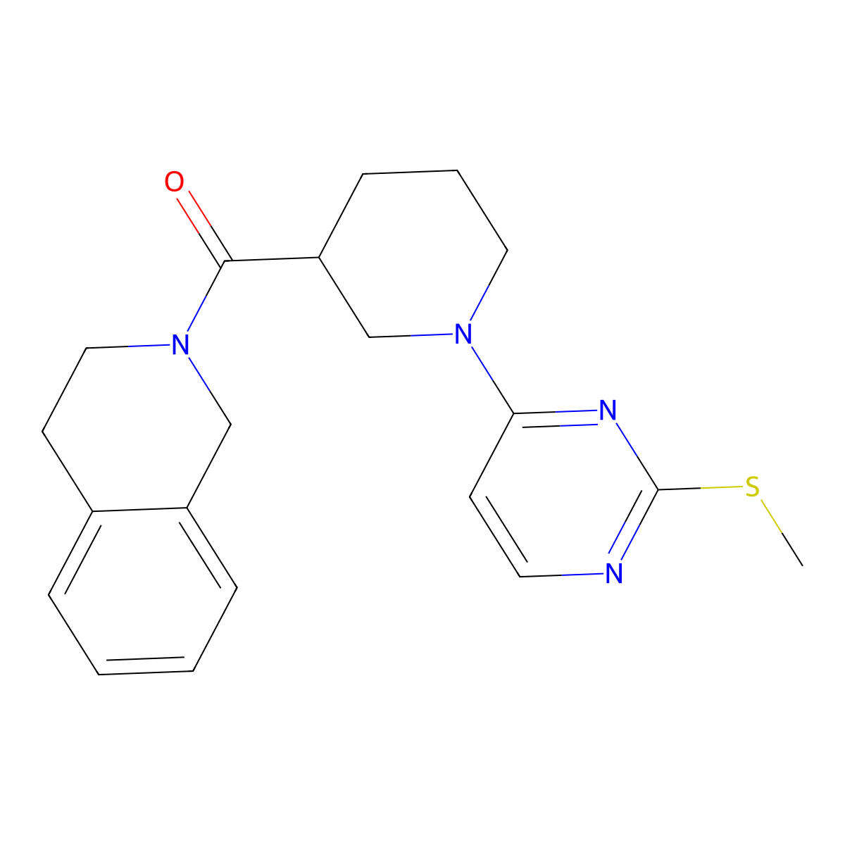 2-{1-[2-(Methylsulfanyl)pyrimidin-4-yl]piperidine-3-carbonyl}-1,2,3,4-tetrahydroisoquinoline molecular structure, CAS 3054553-33-9