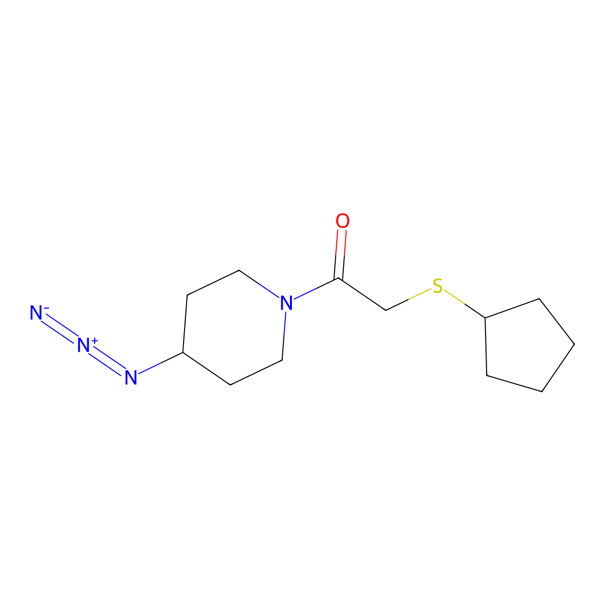 1-(4-Azidopiperidin-1-yl)-2-(cyclopentylsulfanyl)ethan-1-one molecular structure, CAS 3054553-34-0