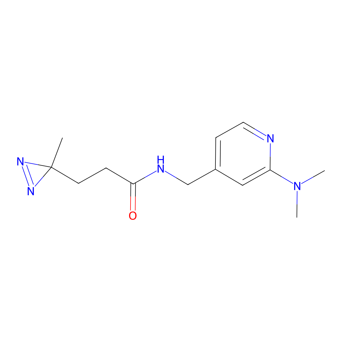 N-{[2-(dimethylamino)pyridin-4-yl]methyl}-3-(3-methyl-3H-diazirin-3-yl)propanamide molecular structure, CAS 3054553-36-2