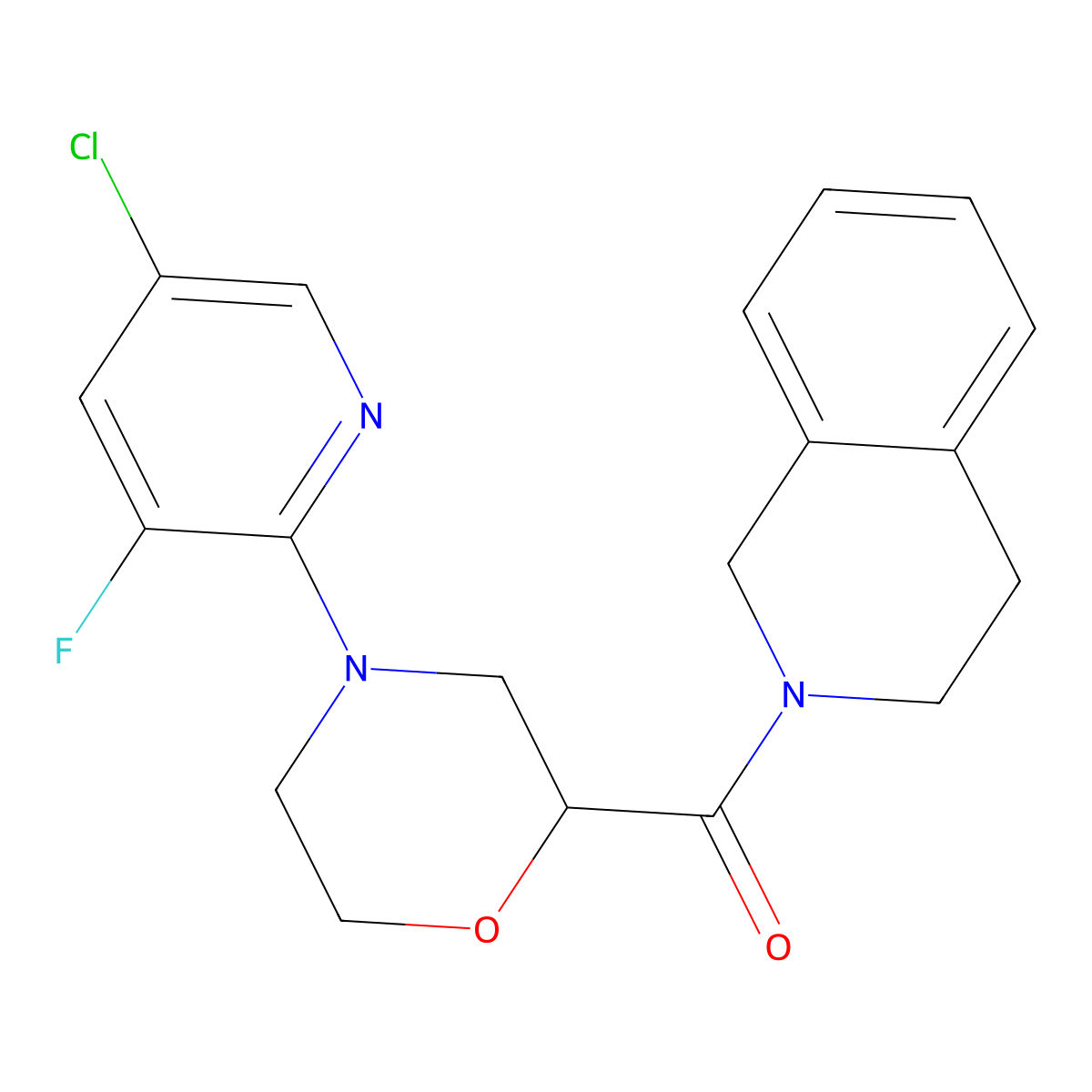 2-[4-(5-Chloro-3-fluoropyridin-2-yl)morpholine-2-carbonyl]-1,2,3,4-tetrahydroisoquinoline molecular structure, CAS 3054553-38-4
