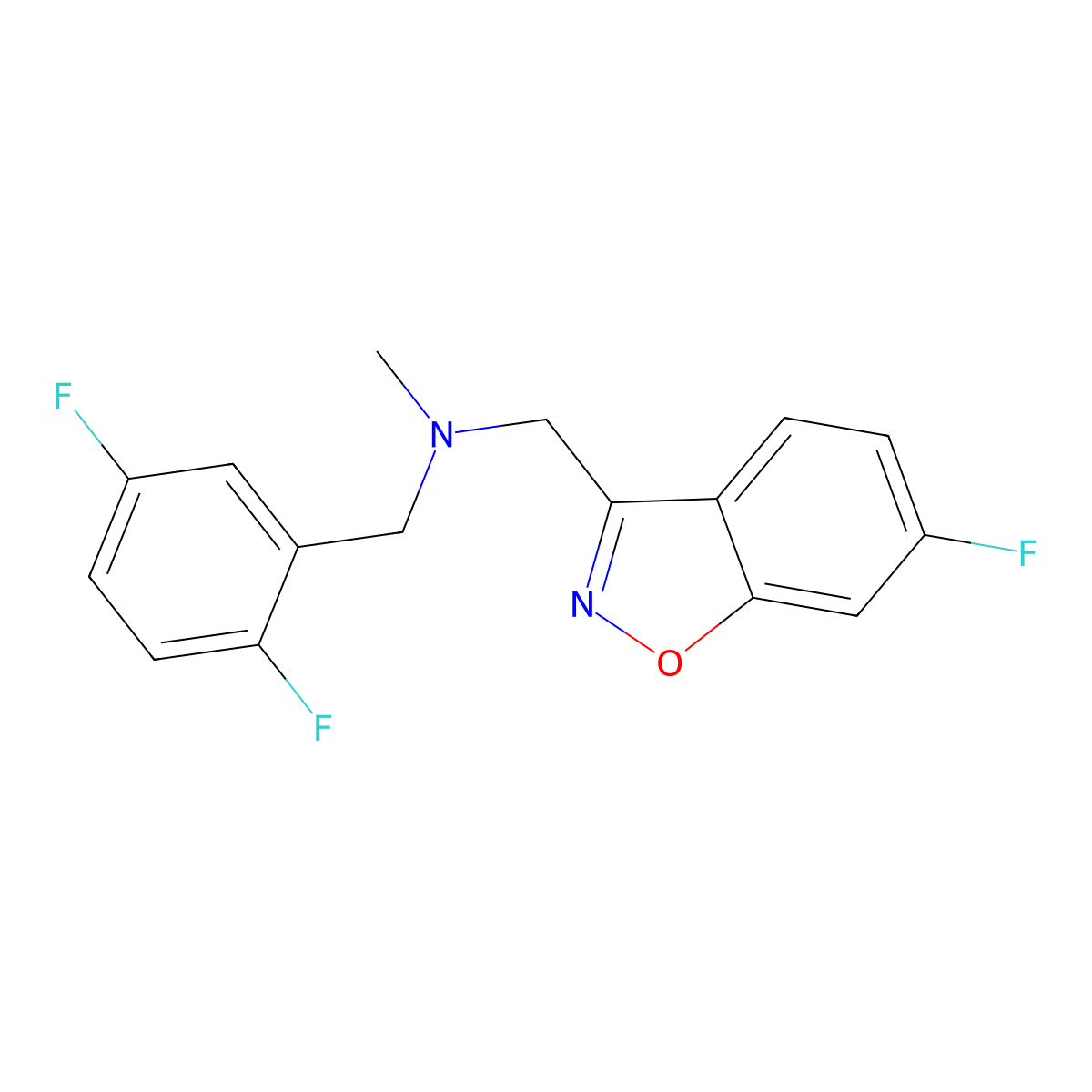 [(2,5-Difluorophenyl)methyl][(6-fluoro-1,2-benzoxazol-3-yl)methyl]methylamine molecular structure, CAS 3054553-39-5