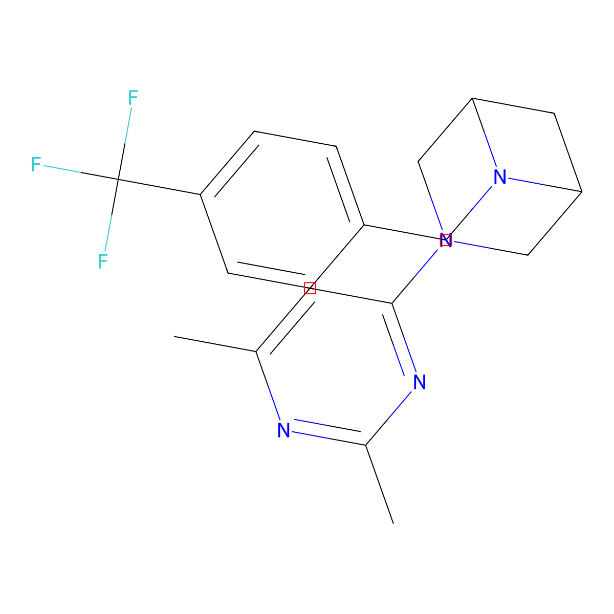 3-(2,6-Dimethylpyrimidin-4-yl)-6-{[4-(trifluoromethyl)phenyl]methyl}-3,6-diazabicyclo[3.1.1]heptane molecular structure, CAS 3054553-42-0