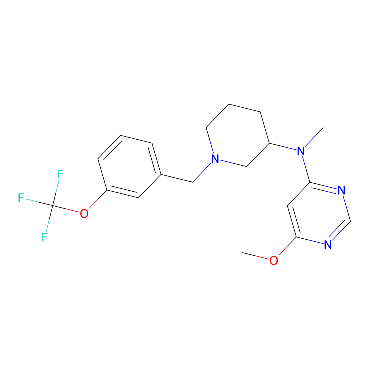 6-methoxy-N-methyl-N-(1-{[3-(trifluoromethoxy)phenyl]methyl}piperidin-3-yl)pyrimidin-4-amine molecular structure, CAS 3054553-43-1