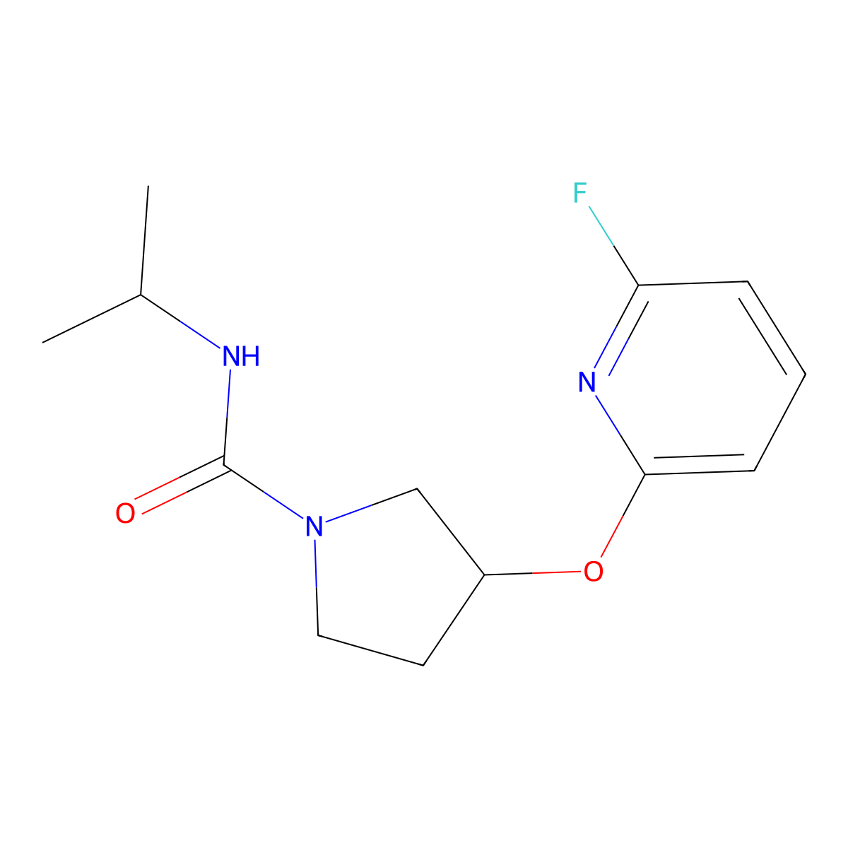 3-[(6-fluoropyridin-2-yl)oxy]-N-(propan-2-yl)pyrrolidine-1-carboxamide molecular structure, CAS 3054553-45-3