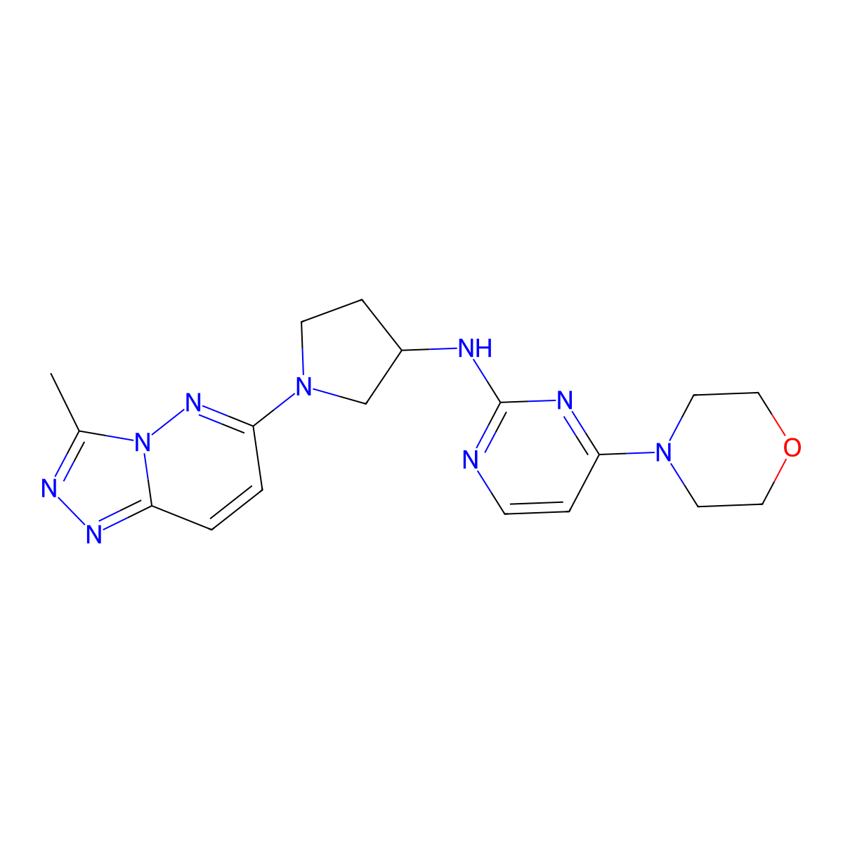 N-(1-{3-methyl-[1,2,4]triazolo[4,3-b]pyridazin-6-yl}pyrrolidin-3-yl)-4-(morpholin-4-yl)pyrimidin-2-amine molecular structure, CAS 3054553-47-5