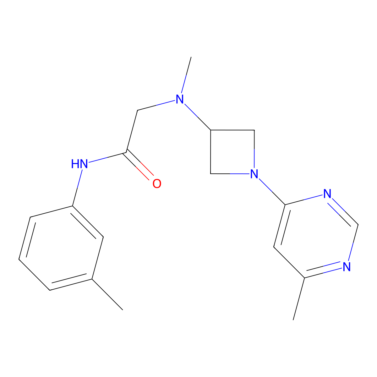 2-{methyl[1-(6-methylpyrimidin-4-yl)azetidin-3-yl]amino}-N-(3-methylphenyl)acetamide molecular structure, CAS 3054553-49-7