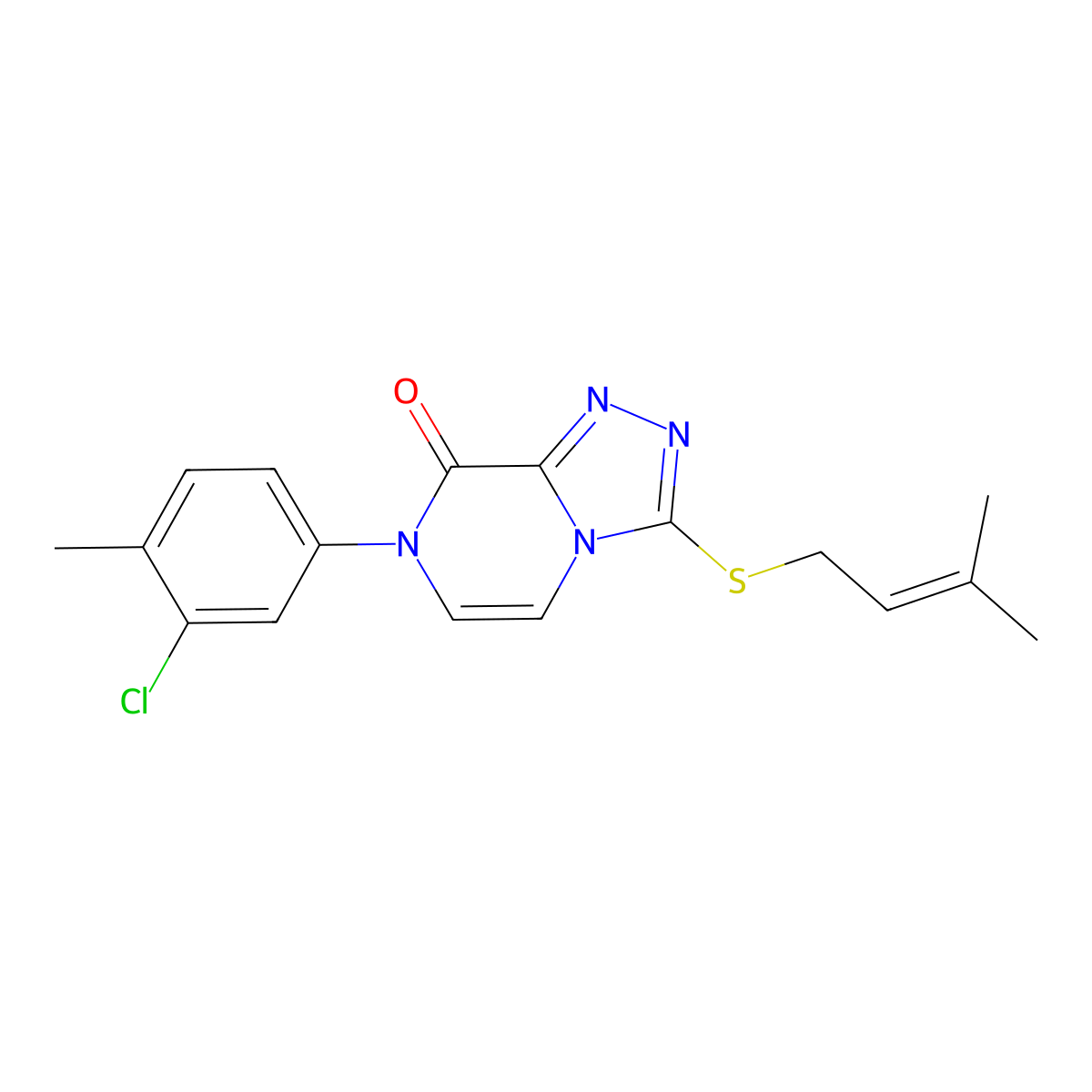 7-(3-chloro-4-methylphenyl)-3-[(3-methylbut-2-en-1-yl)sulfanyl]-7H,8H-[1,2,4]triazolo[4,3-a]pyrazin-8-one molecular structure, CAS 3054553-51-1