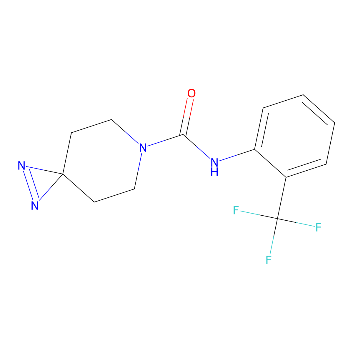 N-[2-(trifluoromethyl)phenyl]-1,2,6-triazaspiro[2.5]oct-1-ene-6-carboxamide molecular structure, CAS 3054553-52-2