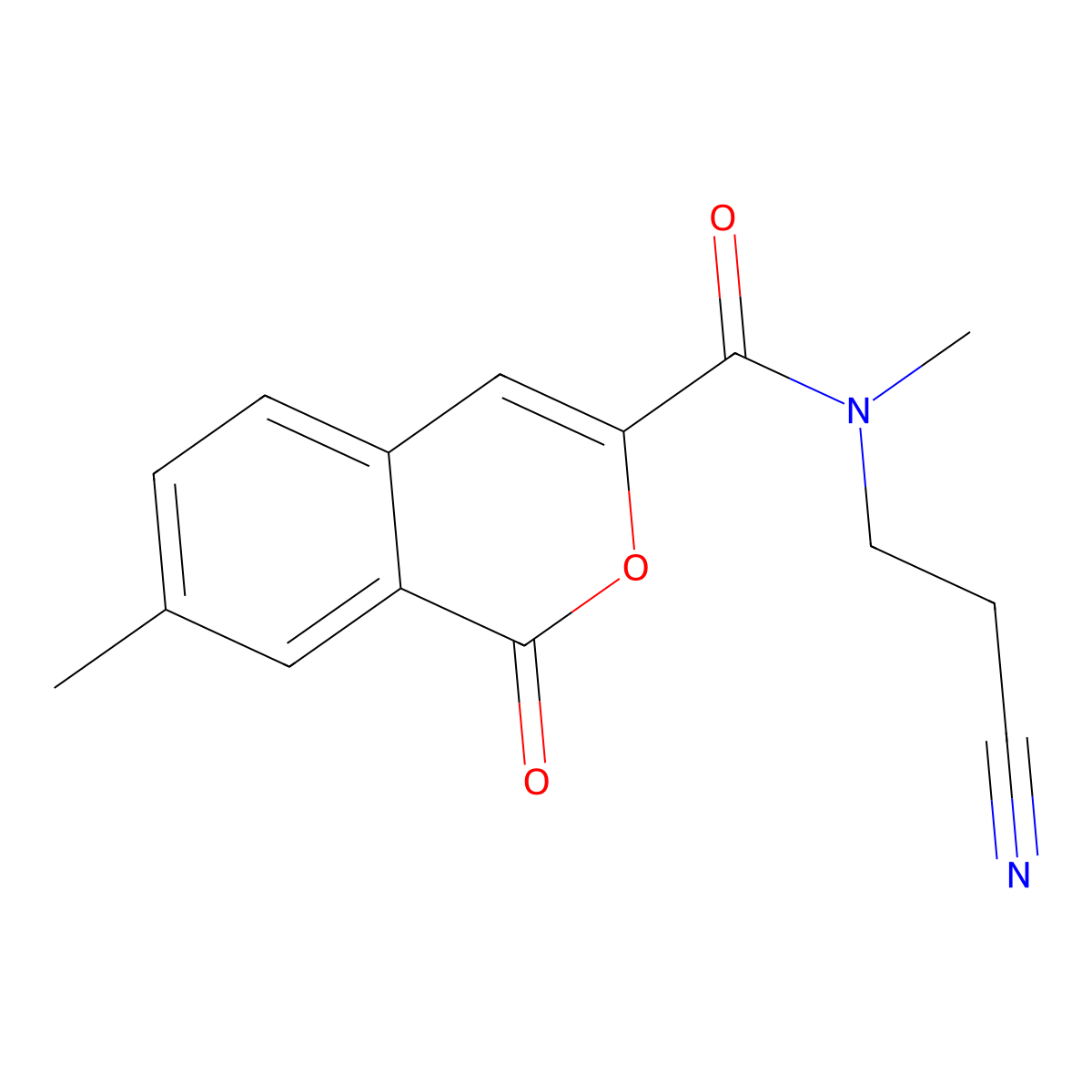 N-(2-cyanoethyl)-N,7-dimethyl-1-oxo-1H-isochromene-3-carboxamide molecular structure, CAS 3054553-55-5