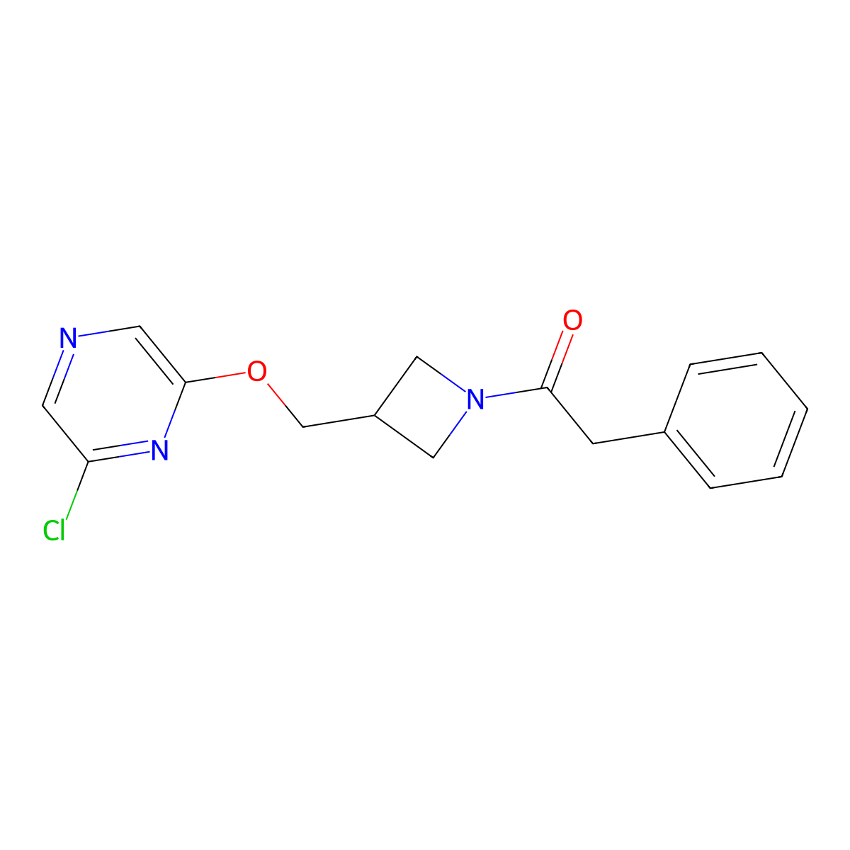 1-(3-{[(6-Chloropyrazin-2-yl)oxy]methyl}azetidin-1-yl)-2-phenylethan-1-one molecular structure, CAS 3054553-56-6