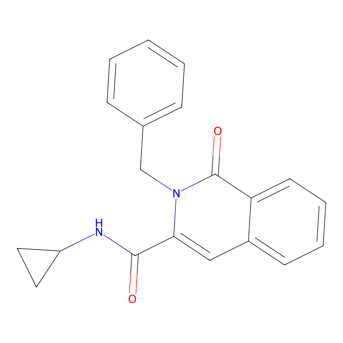 2-benzyl-N-cyclopropyl-1-oxo-1,2-dihydroisoquinoline-3-carboxamide molecular structure, CAS 3054553-64-6