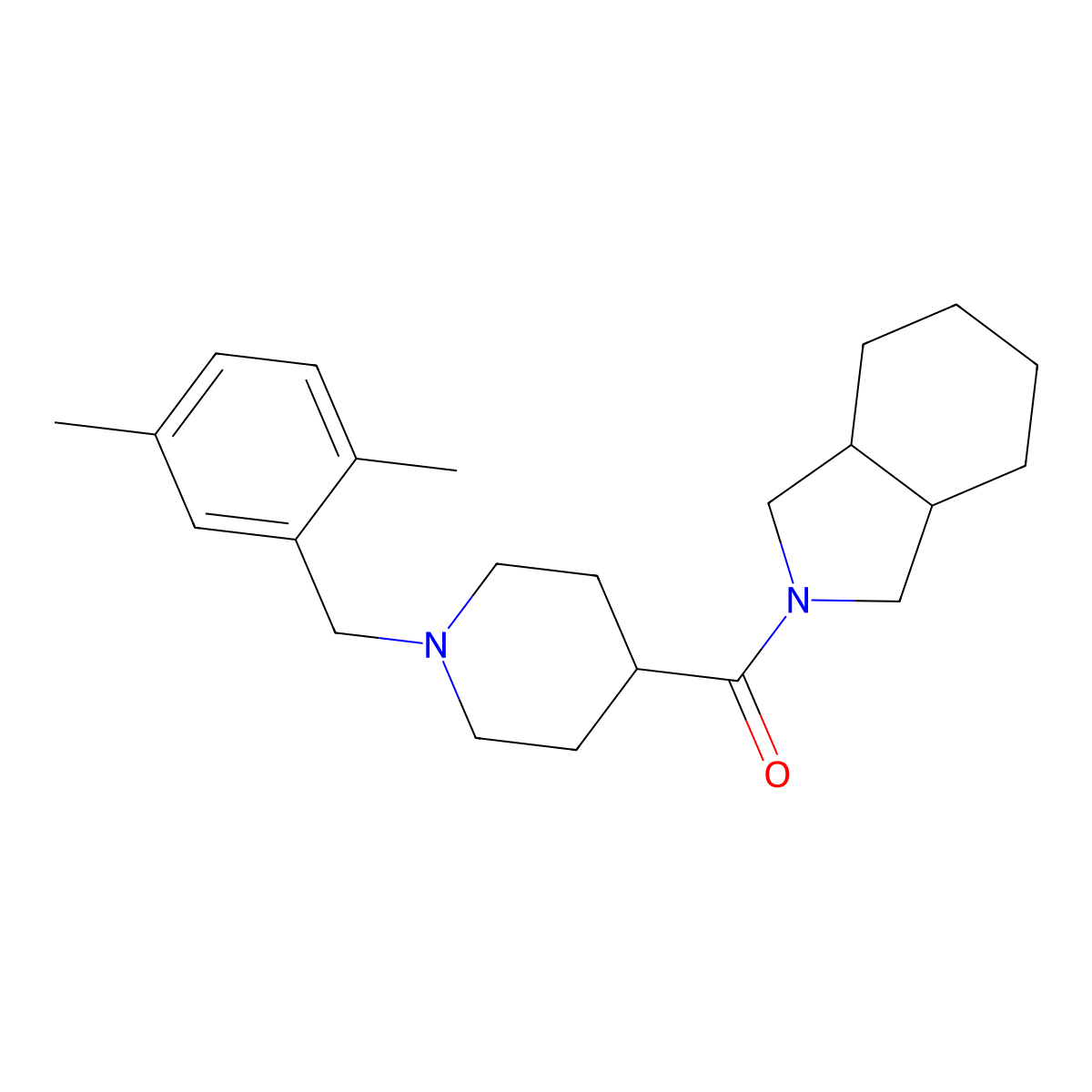 2-{1-[(2,5-dimethylphenyl)methyl]piperidine-4-carbonyl}-octahydro-1H-isoindole molecular structure, CAS 3054553-71-5