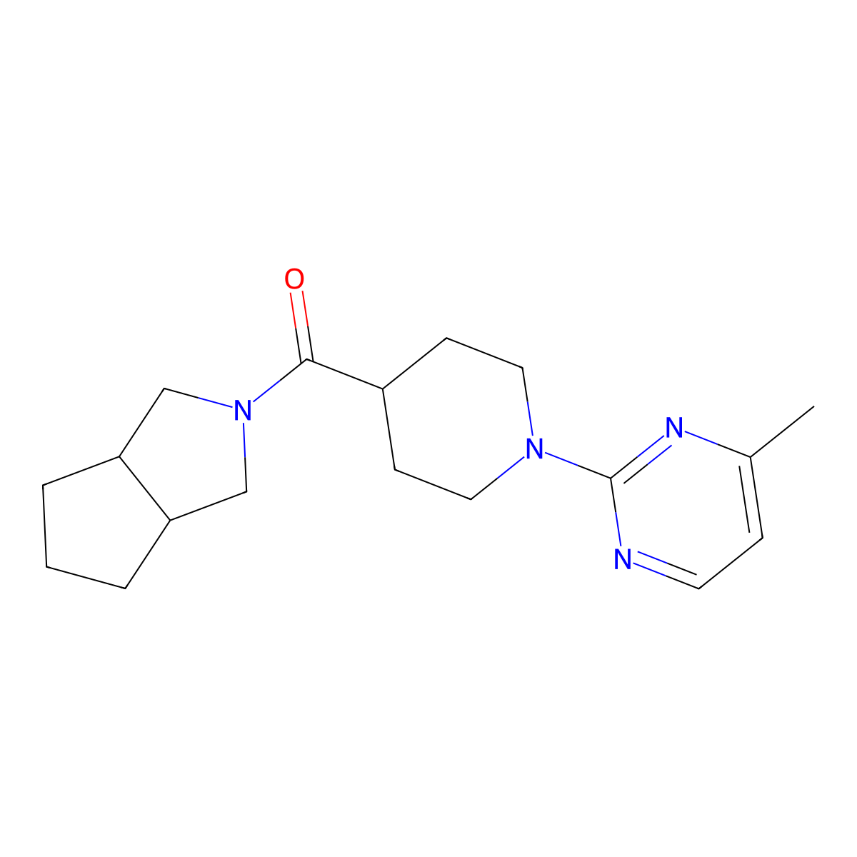 4-Methyl-2-(4-{octahydrocyclopenta[c]pyrrole-2-carbonyl}piperidin-1-yl)pyrimidine molecular structure, CAS 3054553-78-2