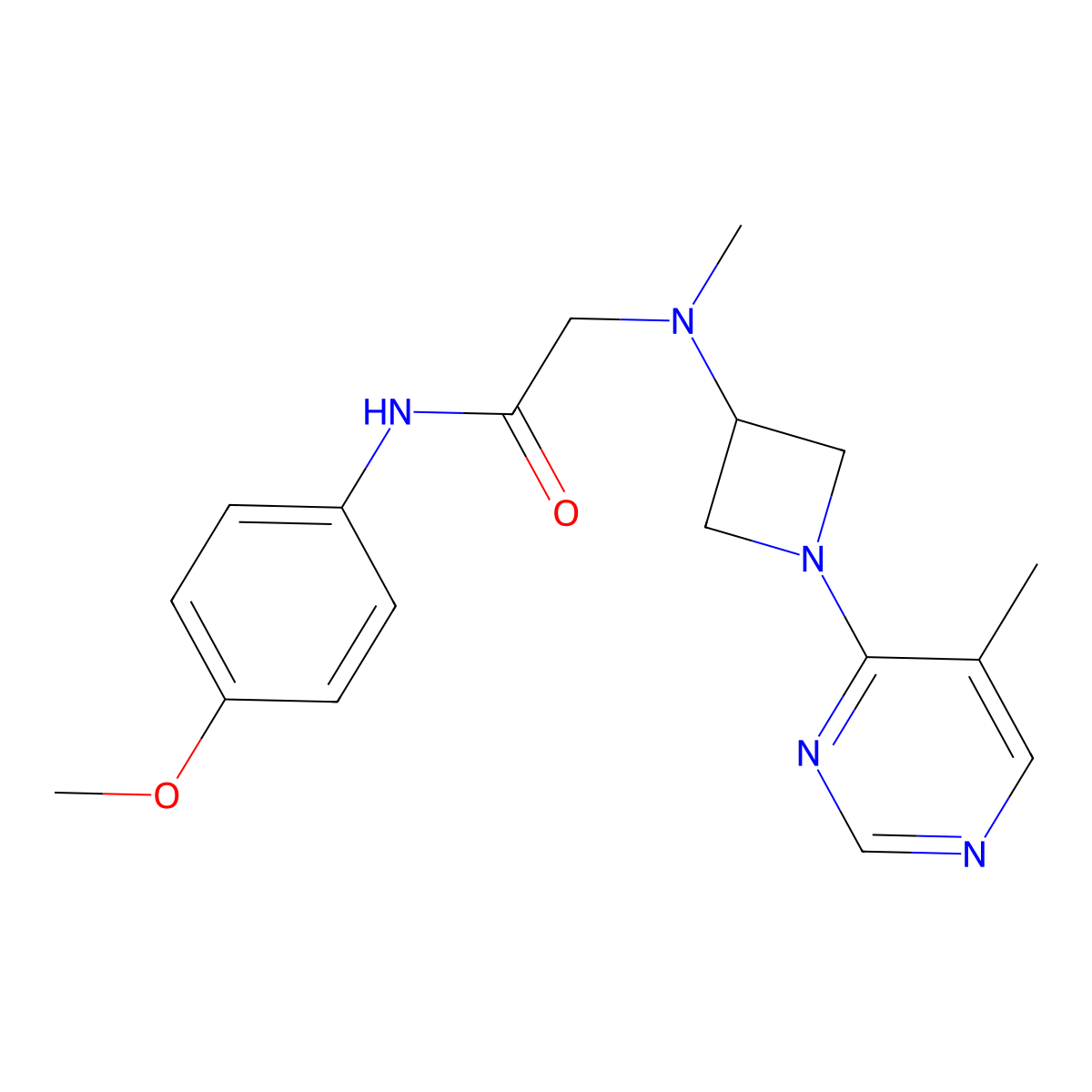N-(4-methoxyphenyl)-2-{methyl[1-(5-methylpyrimidin-4-yl)azetidin-3-yl]amino}acetamide molecular structure, CAS 3054553-79-3