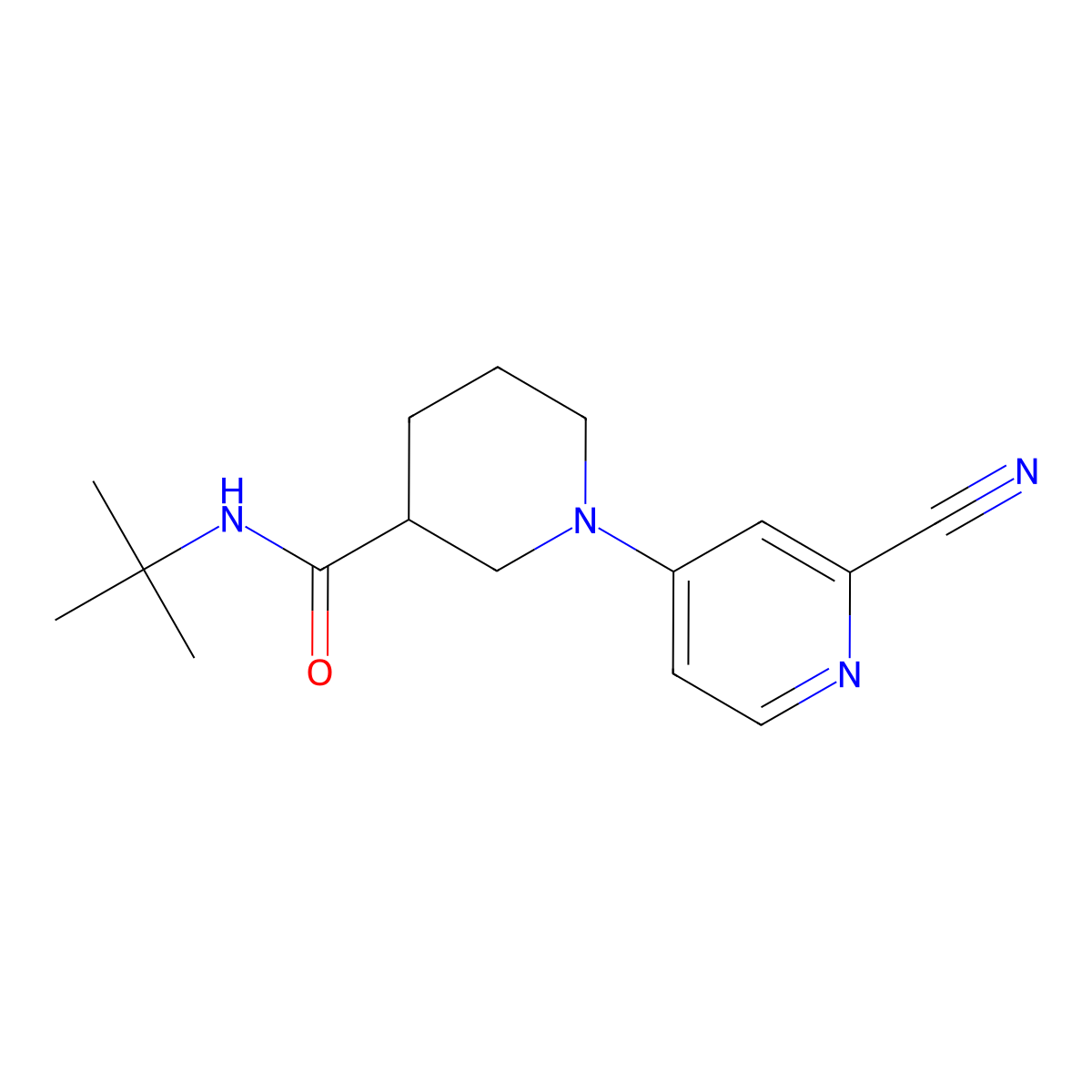 N-tert-butyl-1-(2-cyanopyridin-4-yl)piperidine-3-carboxamide molecular structure, CAS 3054553-80-6