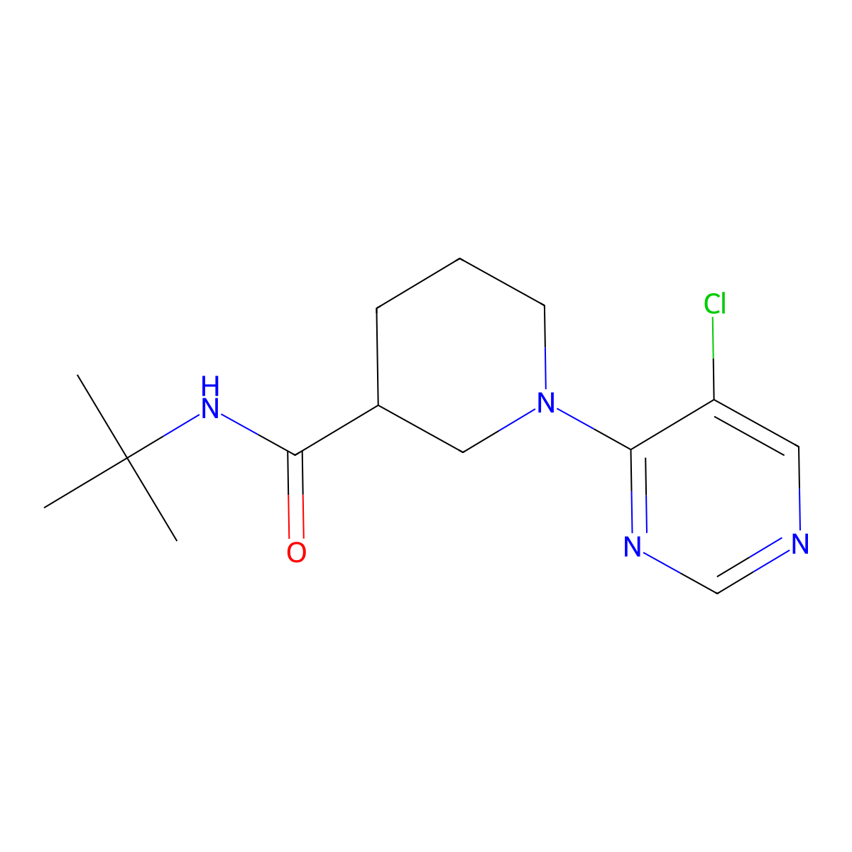 N-tert-butyl-1-(5-chloropyrimidin-4-yl)piperidine-3-carboxamide molecular structure, CAS 3054553-85-1