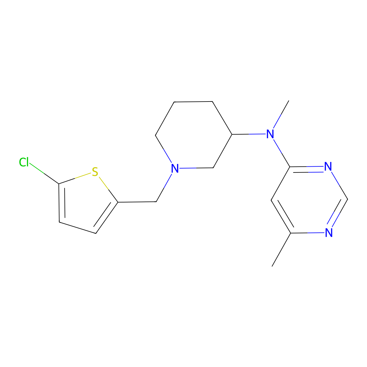 N-{1-[(5-chlorothiophen-2-yl)methyl]piperidin-3-yl}-N,6-dimethylpyrimidin-4-amine molecular structure, CAS 3054553-87-3