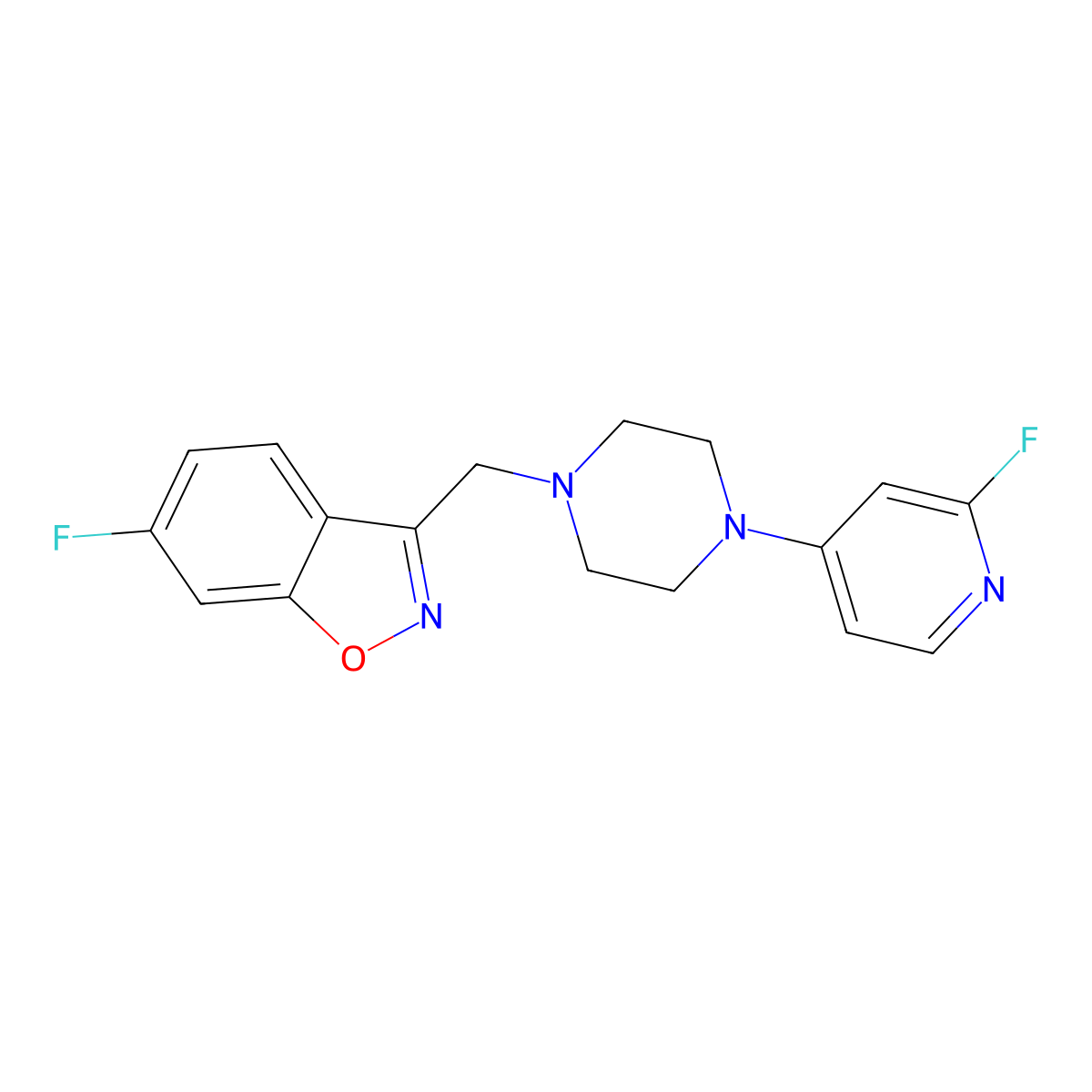 6-Fluoro-3-{[4-(2-fluoropyridin-4-yl)piperazin-1-yl]methyl}-1,2-benzoxazole molecular structure, CAS 3054553-88-4