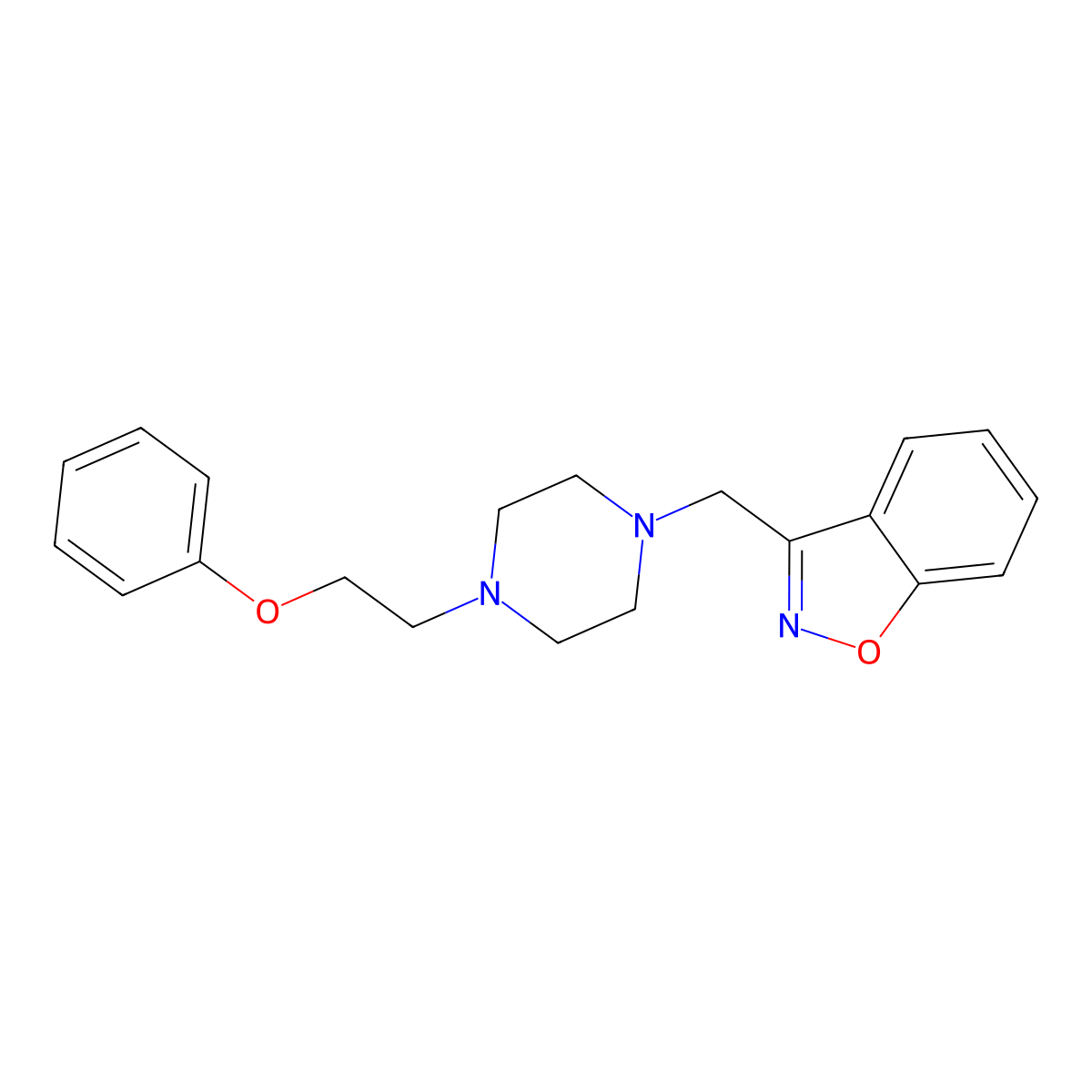 3-{[4-(2-Phenoxyethyl)piperazin-1-yl]methyl}-1,2-benzoxazole molecular structure, CAS 3054553-89-5