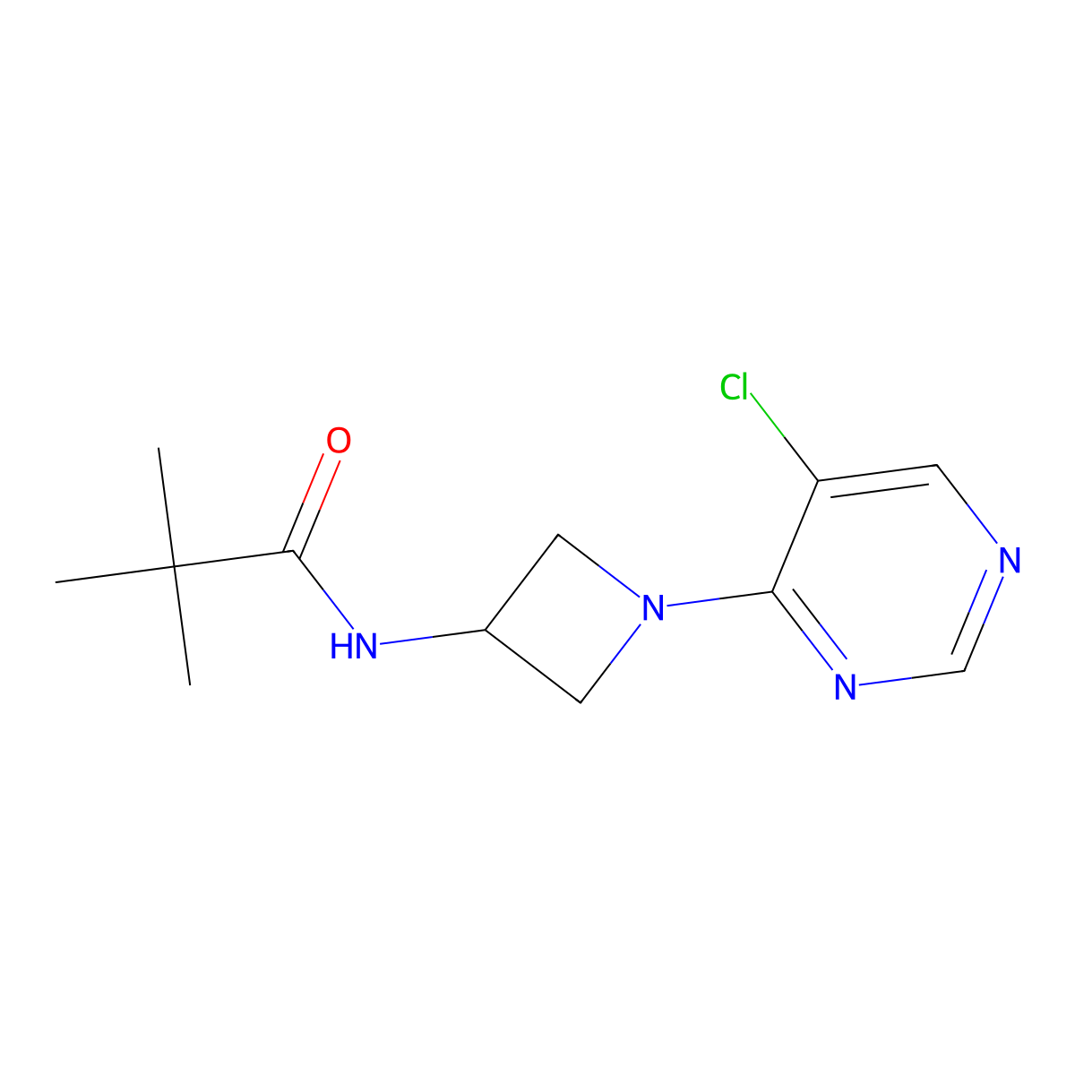 N-[1-(5-chloropyrimidin-4-yl)azetidin-3-yl]-2,2-dimethylpropanamide molecular structure, CAS 3054553-90-8