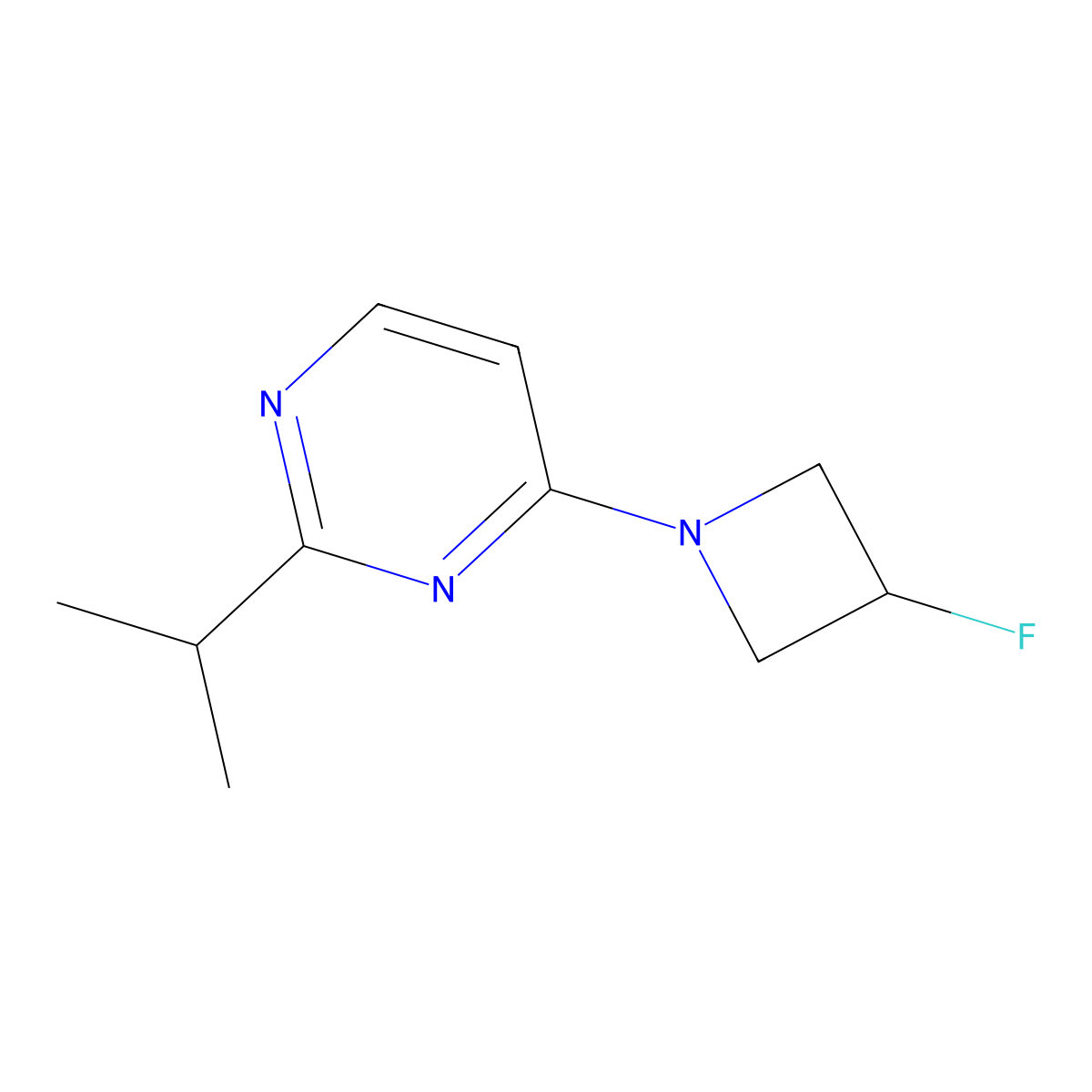 4-(3-Fluoroazetidin-1-yl)-2-(propan-2-yl)pyrimidine molecular structure, CAS 3054553-95-3
