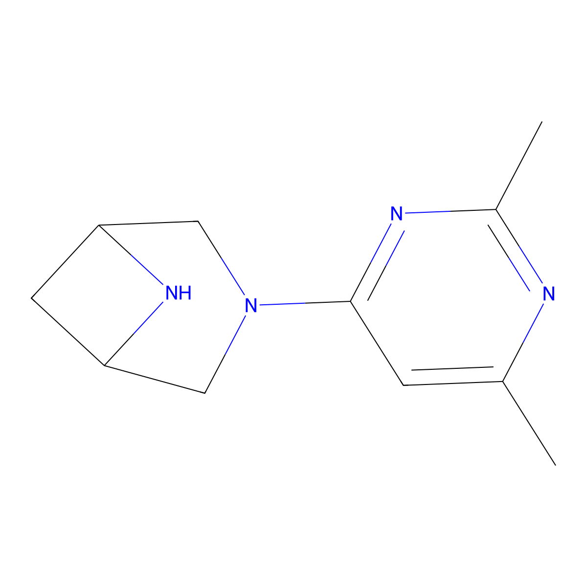 3-(2,6-Dimethylpyrimidin-4-yl)-3,6-diazabicyclo[3.1.1]heptane molecular structure, CAS 3054553-96-4