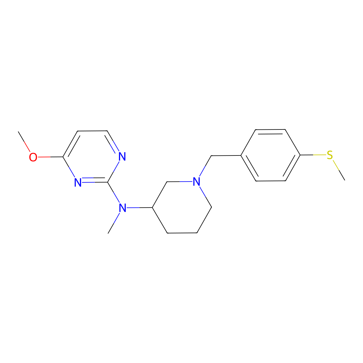 4-methoxy-N-methyl-N-(1-{[4-(methylsulfanyl)phenyl]methyl}piperidin-3-yl)pyrimidin-2-amine molecular structure, CAS 3054554-02-5