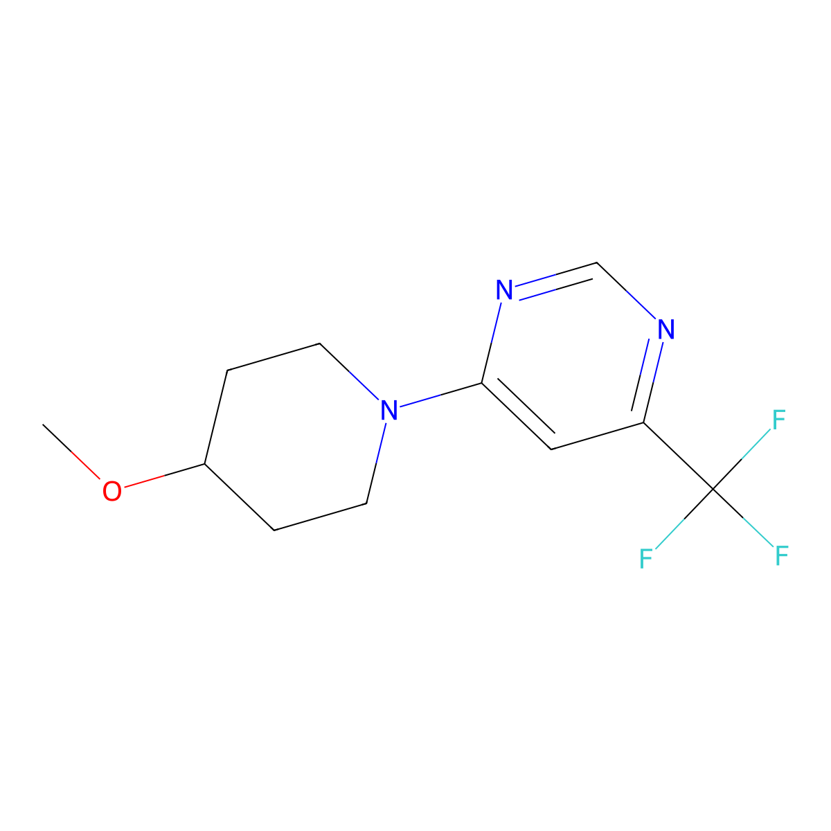 4-(4-Methoxypiperidin-1-yl)-6-(trifluoromethyl)pyrimidine molecular structure, CAS 3054554-07-0