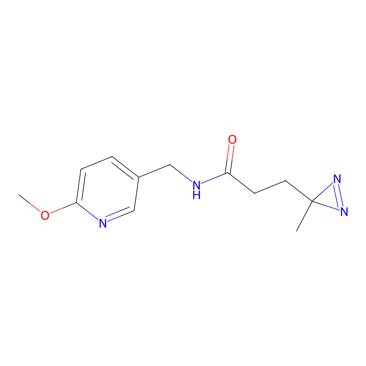 N-[(6-methoxypyridin-3-yl)methyl]-3-(3-methyl-3H-diazirin-3-yl)propanamide molecular structure, CAS 3054554-16-1
