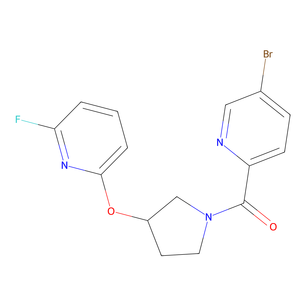 2-{[1-(5-Bromopyridine-2-carbonyl)pyrrolidin-3-yl]oxy}-6-fluoropyridine molecular structure, CAS 3054554-20-7
