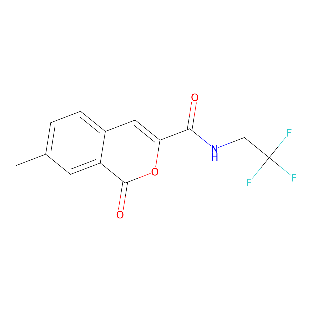 7-methyl-1-oxo-N-(2,2,2-trifluoroethyl)-1H-isochromene-3-carboxamide molecular structure, CAS 3054554-21-8