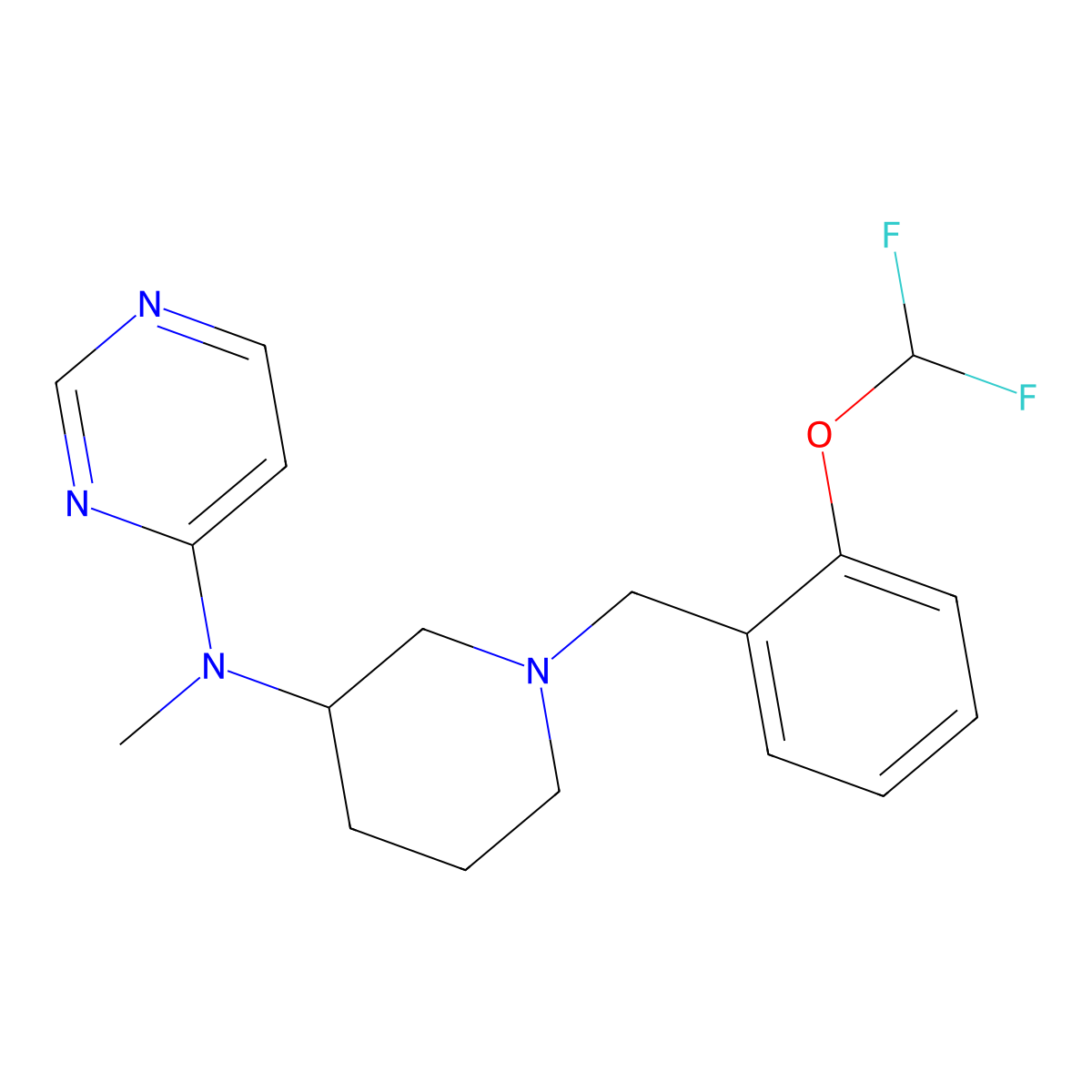 N-(1-{[2-(difluoromethoxy)phenyl]methyl}piperidin-3-yl)-N-methylpyrimidin-4-amine molecular structure, CAS 3054554-27-4
