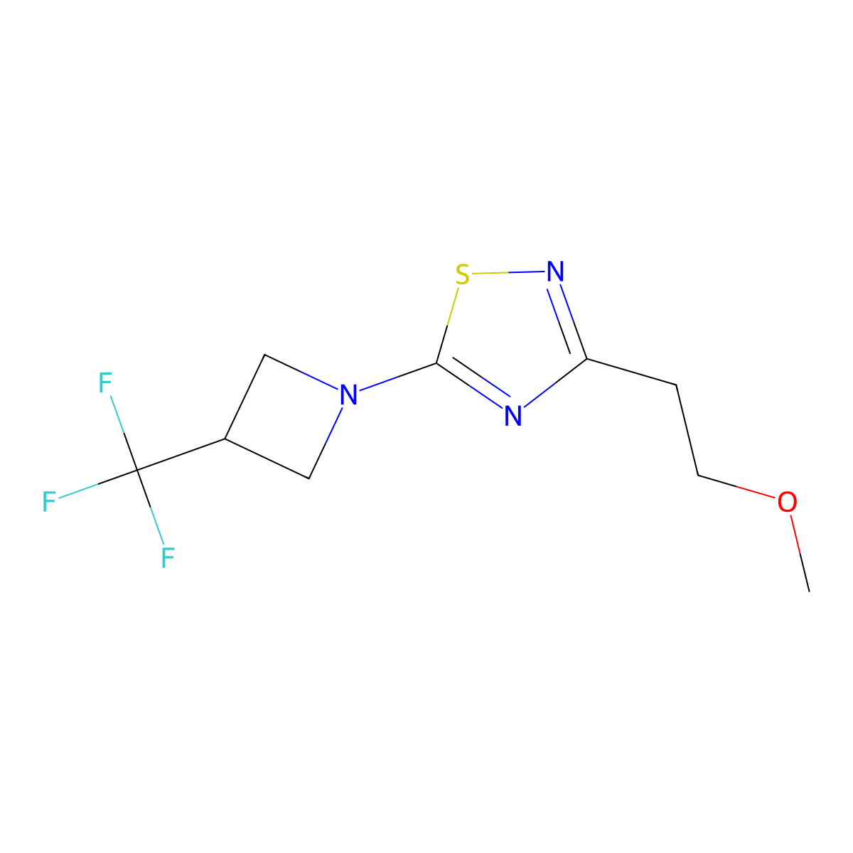 3-(2-Methoxyethyl)-5-[3-(trifluoromethyl)azetidin-1-yl]-1,2,4-thiadiazole molecular structure, CAS 3054554-32-1