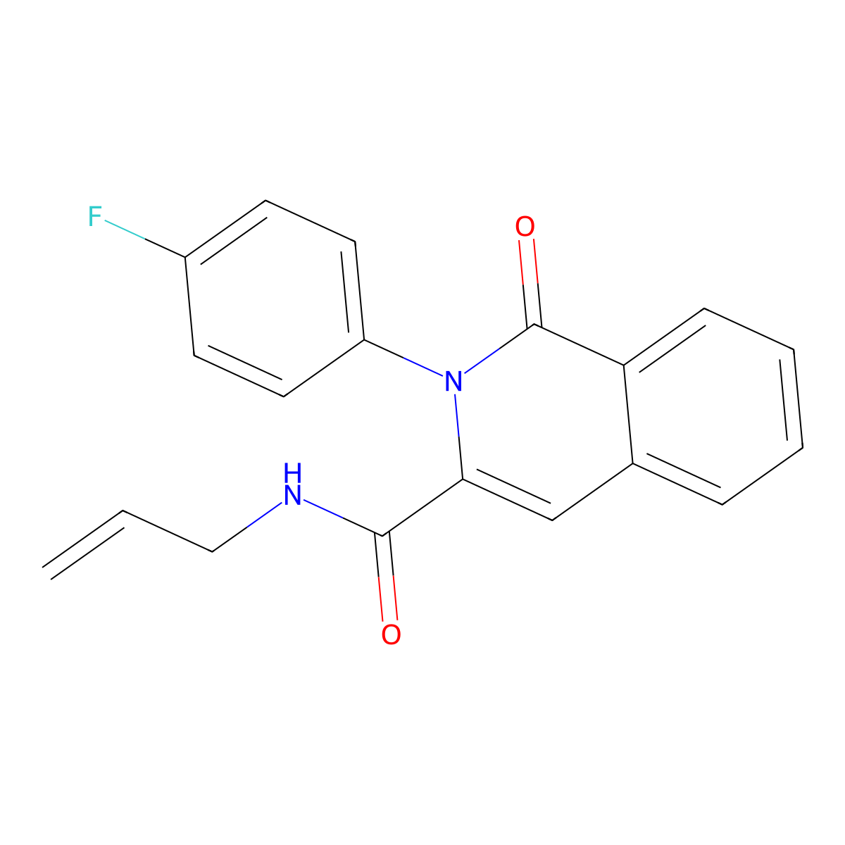 2-(4-fluorophenyl)-1-oxo-N-(prop-2-en-1-yl)-1,2-dihydroisoquinoline-3-carboxamide molecular structure, CAS 3054554-34-3