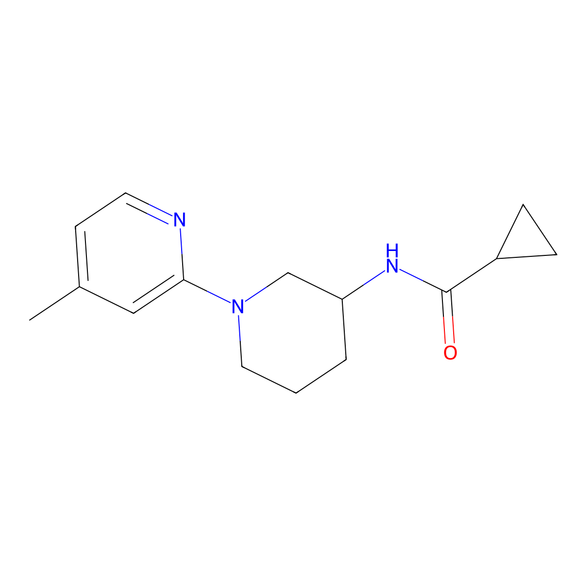 N-[1-(4-methylpyridin-2-yl)piperidin-3-yl]cyclopropanecarboxamide molecular structure, CAS 3054554-36-5