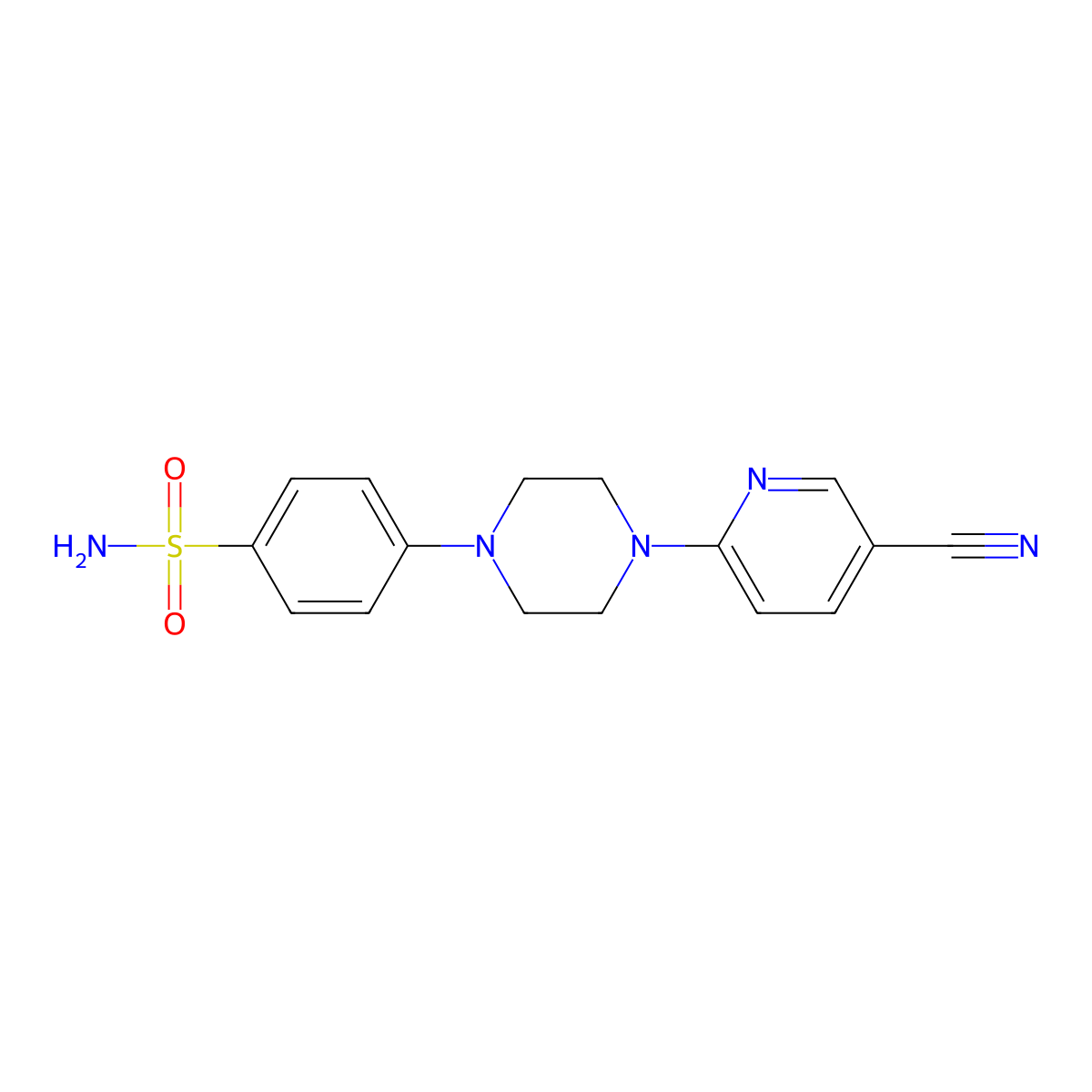 4-[4-(5-Cyanopyridin-2-yl)piperazin-1-yl]benzene-1-sulfonamide molecular structure, CAS 3054554-47-8