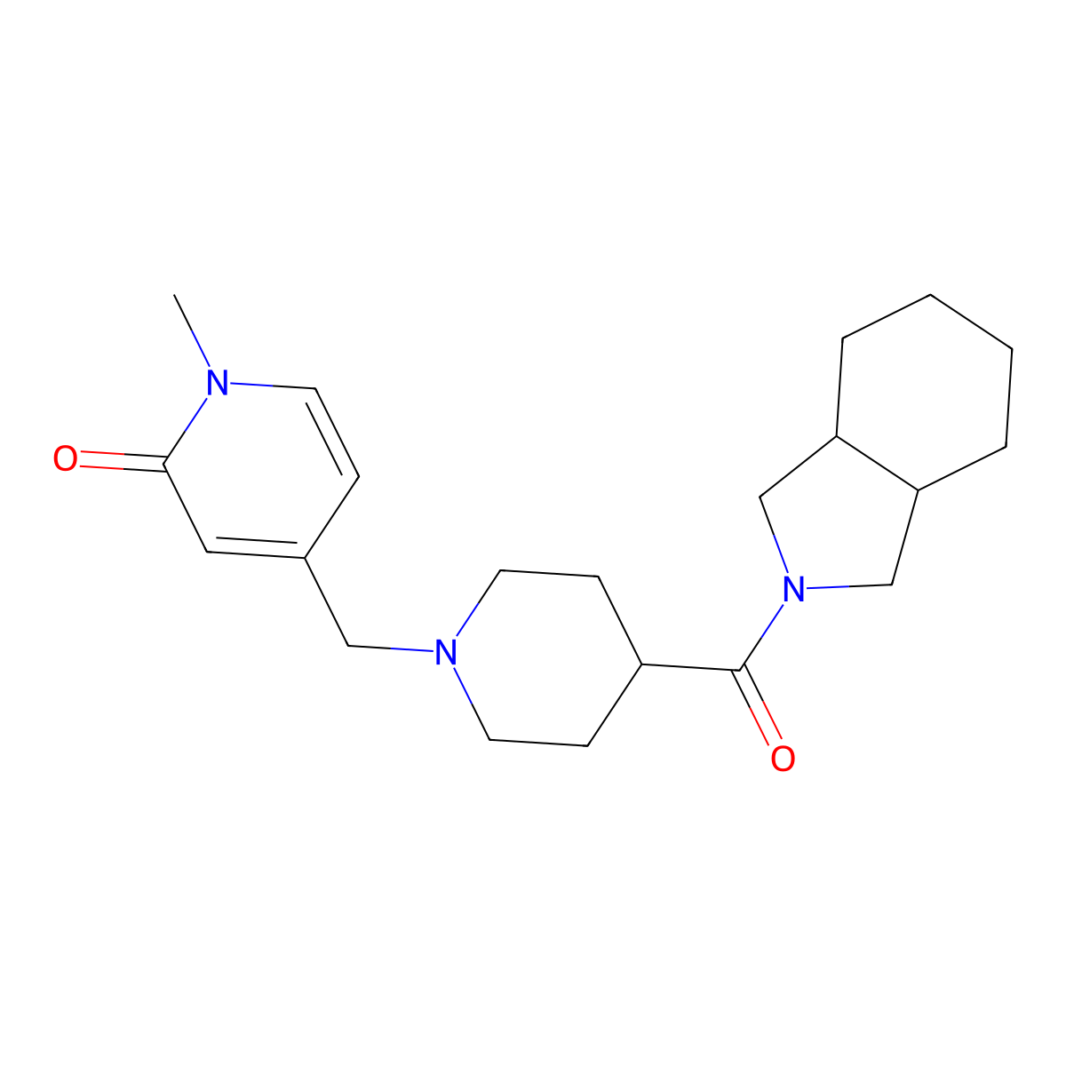 1-methyl-4-{[4-(octahydro-1H-isoindole-2-carbonyl)piperidin-1-yl]methyl}-1,2-dihydropyridin-2-one molecular structure, CAS 3054554-49-0