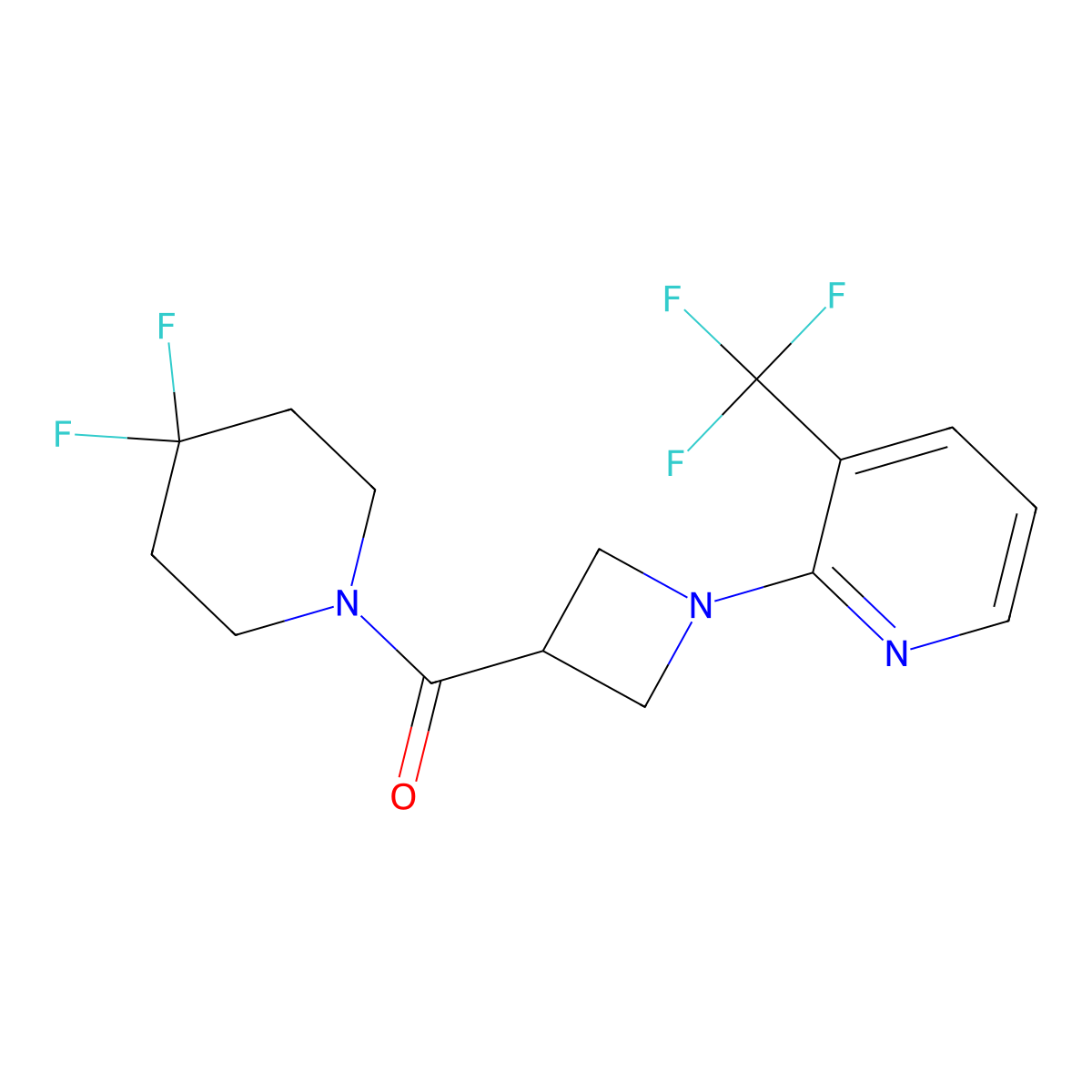 2-[3-(4,4-Difluoropiperidine-1-carbonyl)azetidin-1-yl]-3-(trifluoromethyl)pyridine molecular structure, CAS 3054554-51-4
