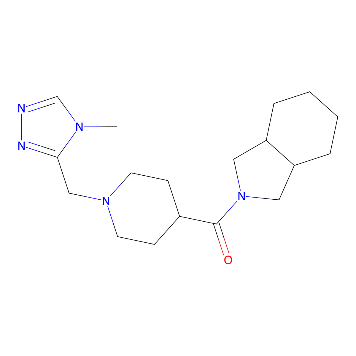 2-{1-[(4-methyl-4H-1,2,4-triazol-3-yl)methyl]piperidine-4-carbonyl}-octahydro-1H-isoindole molecular structure, CAS 3054554-55-8