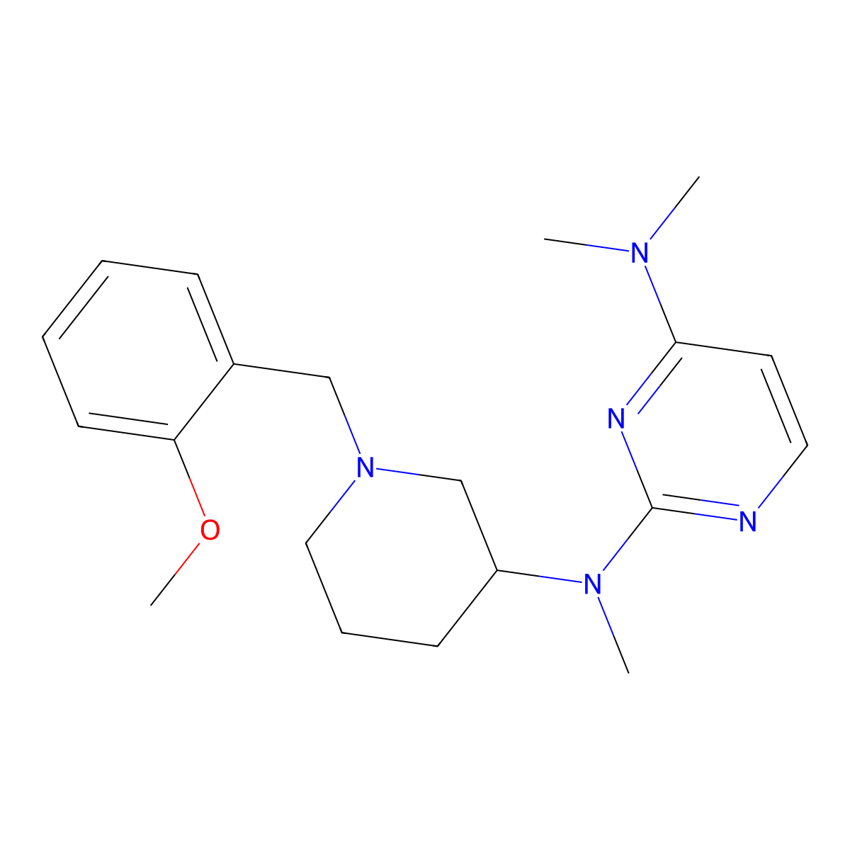 N2-{1-[(2-methoxyphenyl)methyl]piperidin-3-yl}-N2,N4,N4-trimethylpyrimidine-2,4-diamine molecular structure, CAS 3054554-56-9