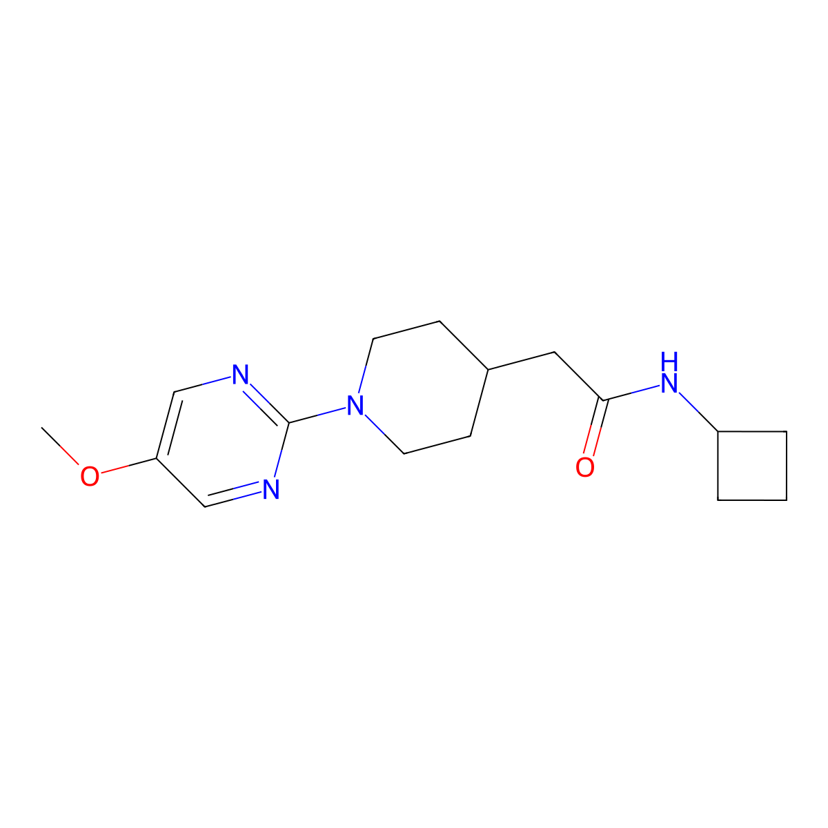 N-cyclobutyl-2-[1-(5-methoxypyrimidin-2-yl)piperidin-4-yl]acetamide molecular structure, CAS 3054554-63-8