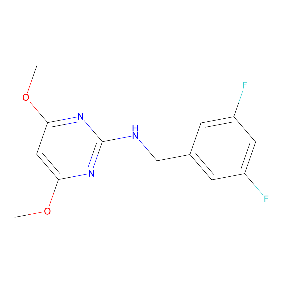 N-[(3,5-difluorophenyl)methyl]-4,6-dimethoxypyrimidin-2-amine molecular structure, CAS 3054554-64-9