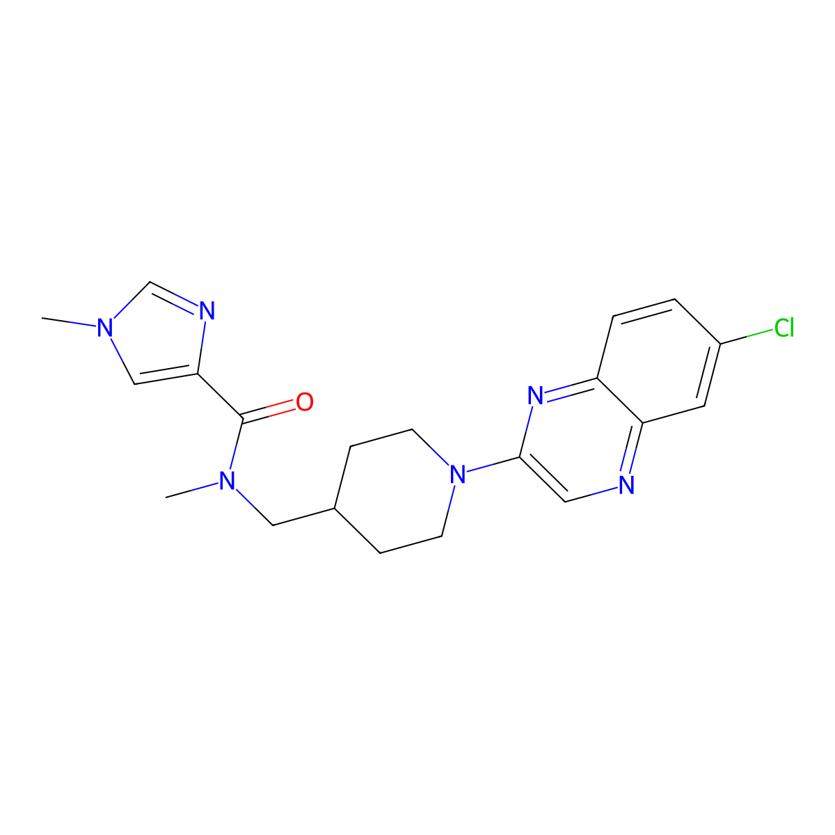 N-{[1-(6-chloroquinoxalin-2-yl)piperidin-4-yl]methyl}-N,1-dimethyl-1H-imidazole-4-carboxamide molecular structure, CAS 3054554-65-0
