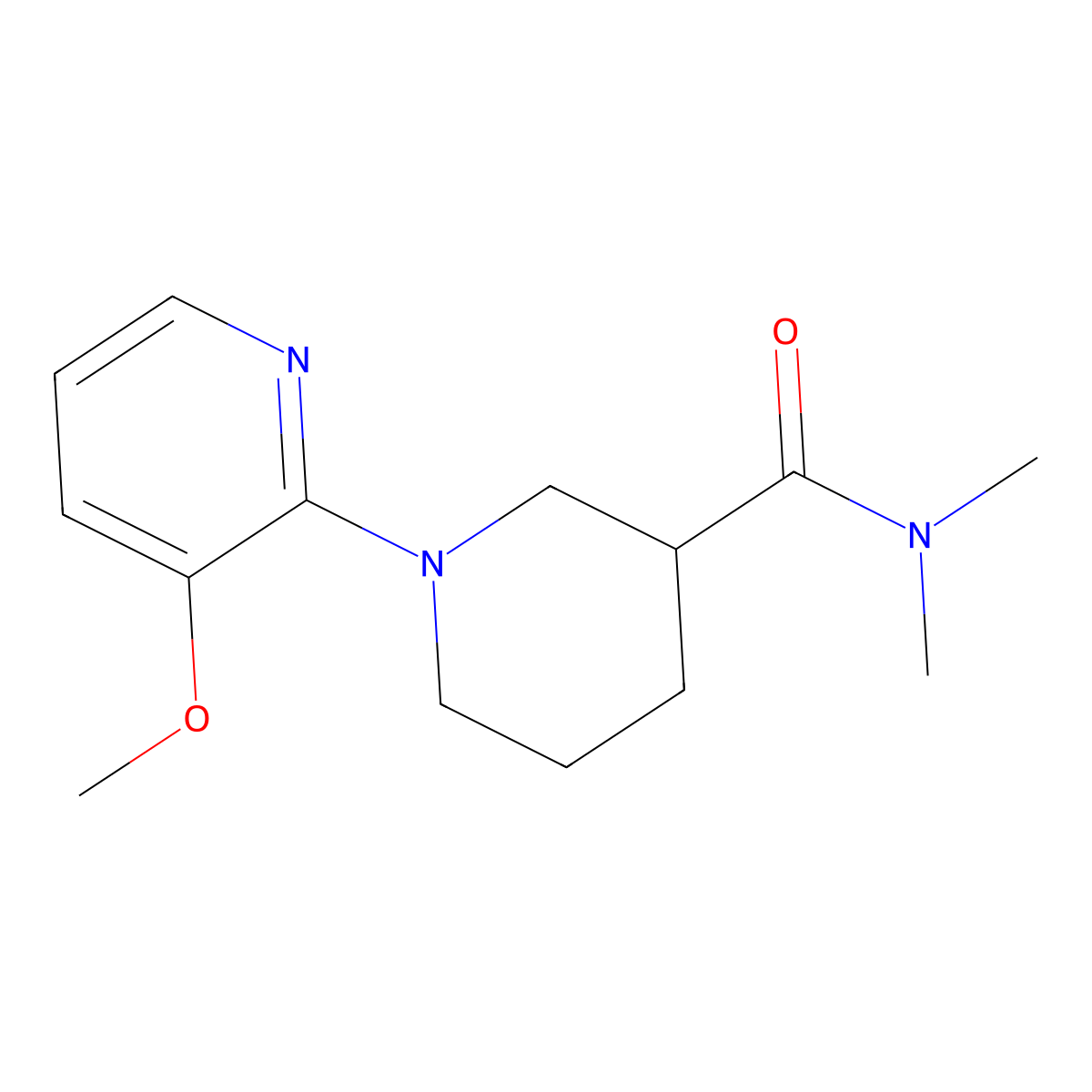 1-(3-methoxypyridin-2-yl)-N,N-dimethylpiperidine-3-carboxamide molecular structure, CAS 3054554-70-7
