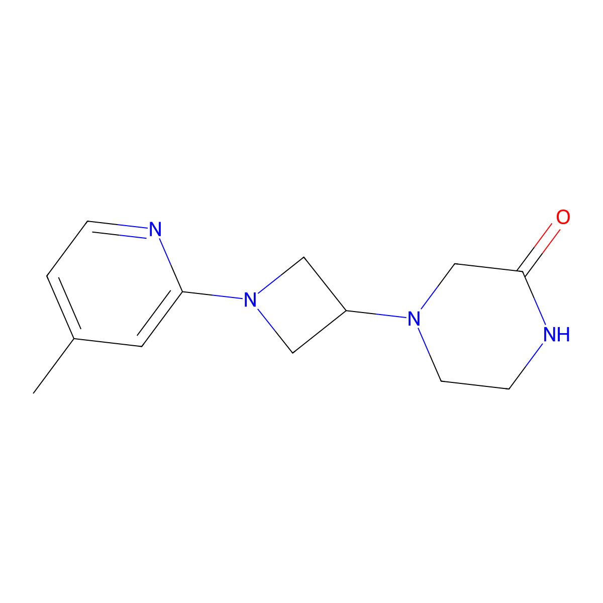 4-[1-(4-Methylpyridin-2-yl)azetidin-3-yl]piperazin-2-one molecular structure, CAS 3054554-89-8