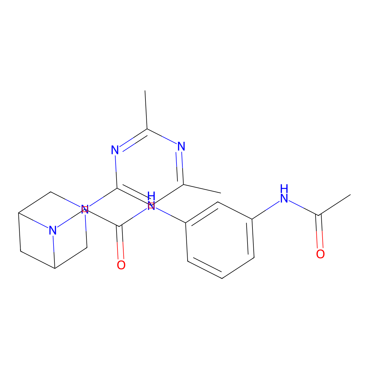 2-[3-(2,6-dimethylpyrimidin-4-yl)-3,6-diazabicyclo[3.1.1]heptan-6-yl]-N-(3-acetamidophenyl)acetamide molecular structure, CAS 3054554-91-2