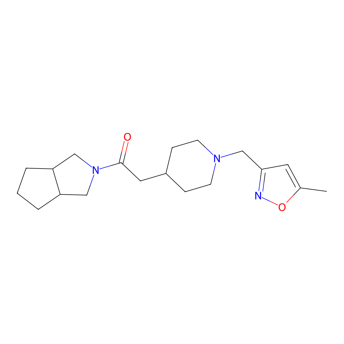 2-{1-[(5-Methyl-1,2-oxazol-3-yl)methyl]piperidin-4-yl}-1-{octahydrocyclopenta[c]pyrrol-2-yl}ethan-1-one molecular structure, CAS 3054554-92-3