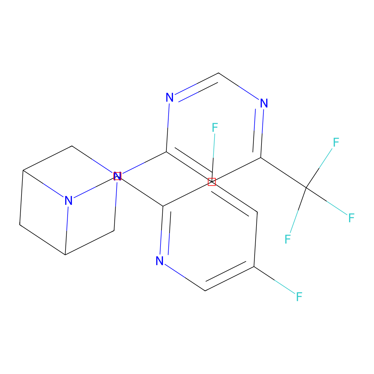 6-[(3,5-Difluoropyridin-2-yl)methyl]-3-[6-(trifluoromethyl)pyrimidin-4-yl]-3,6-diazabicyclo[3.1.1]heptane molecular structure, CAS 3054554-93-4