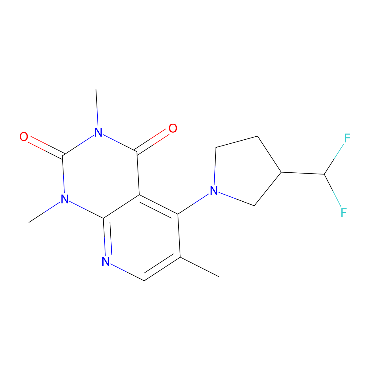5-[3-(difluoromethyl)pyrrolidin-1-yl]-1,3,6-trimethyl-1H,2H,3H,4H-pyrido[2,3-d]pyrimidine-2,4-dione molecular structure, CAS 3054554-94-5