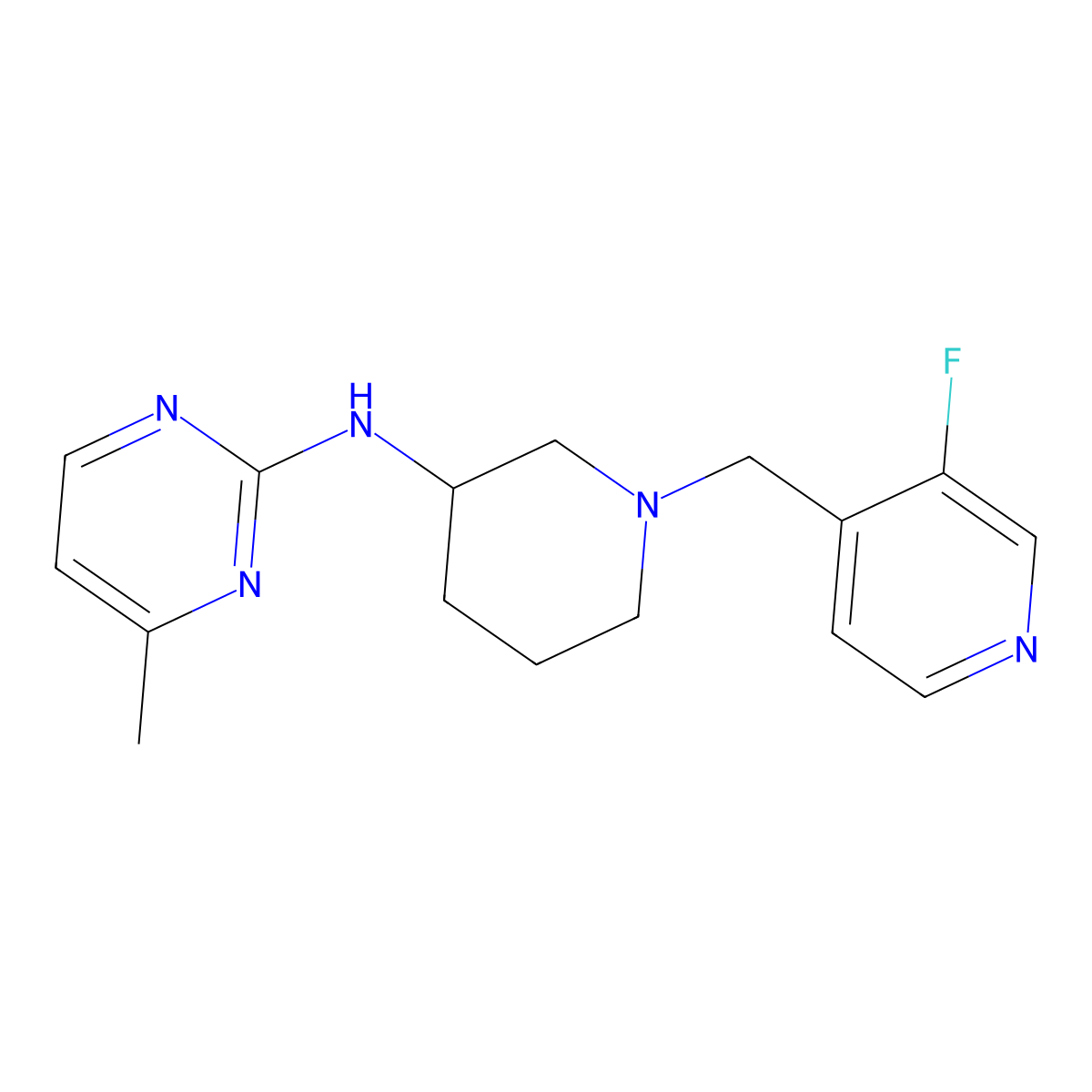 N-{1-[(3-fluoropyridin-4-yl)methyl]piperidin-3-yl}-4-methylpyrimidin-2-amine molecular structure, CAS 3054554-96-7